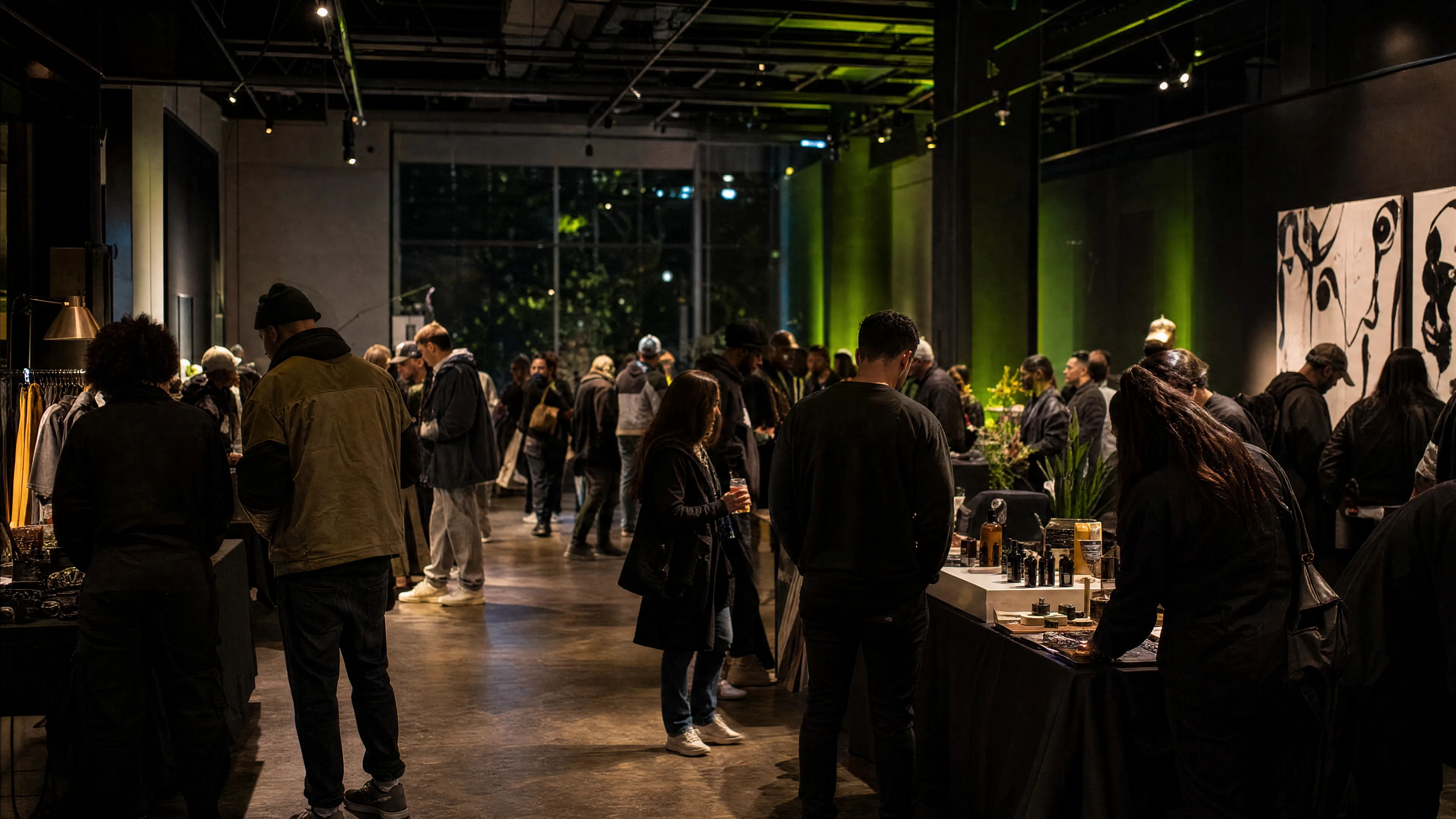 Curated indoor vendor market and activation floor