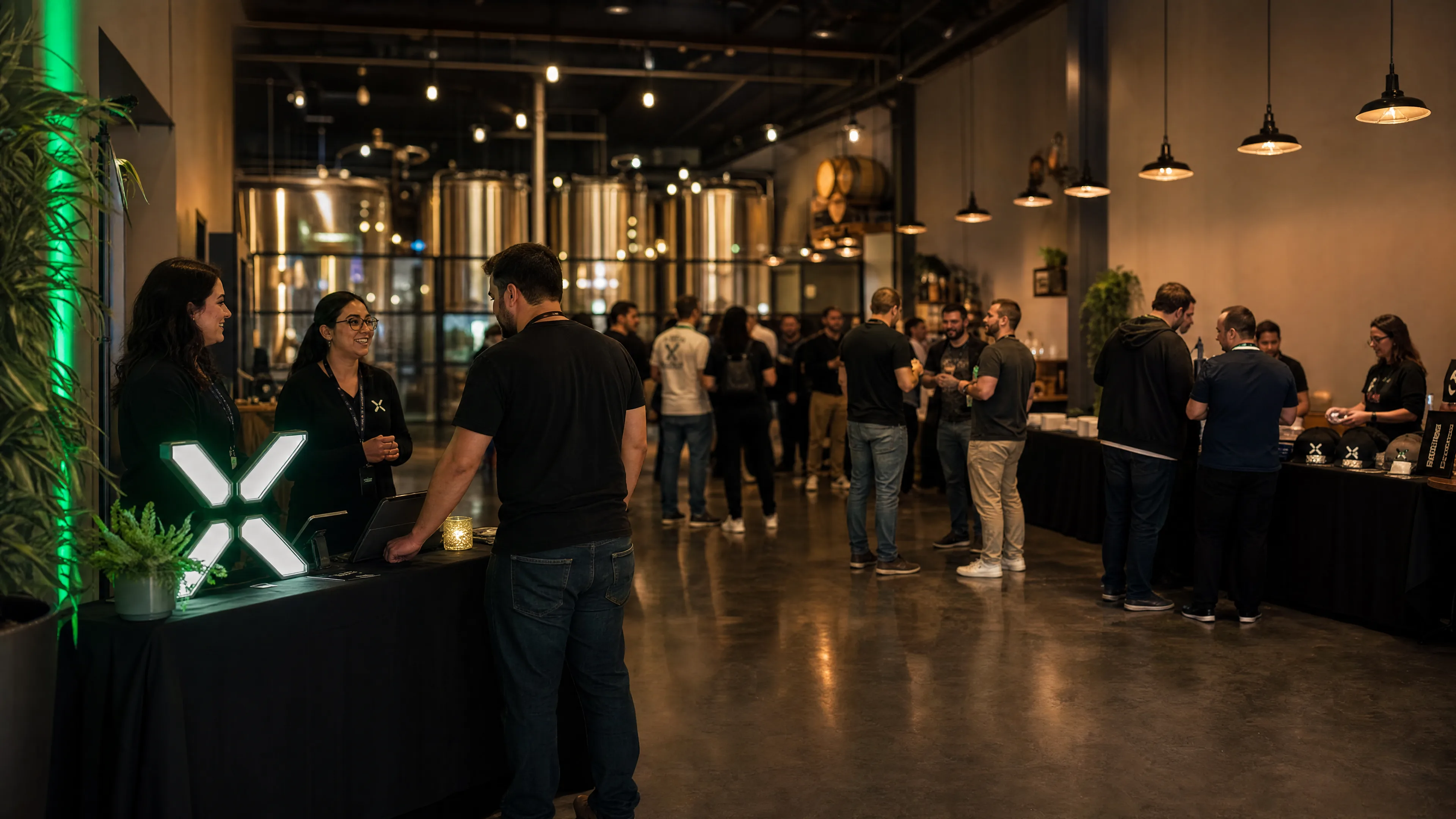 Brewery check-in with RHX branded materials