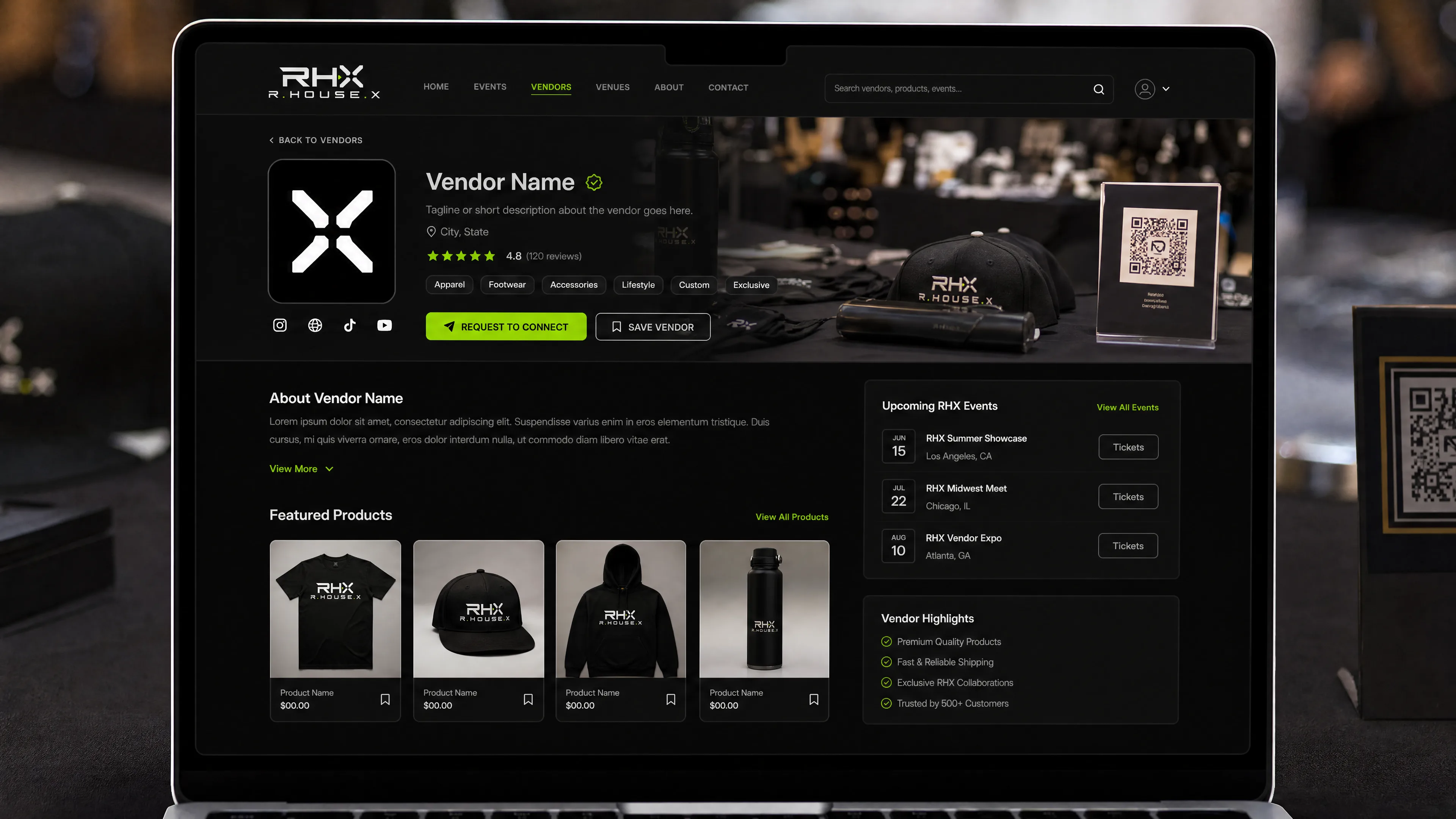 Public vendor profile preview