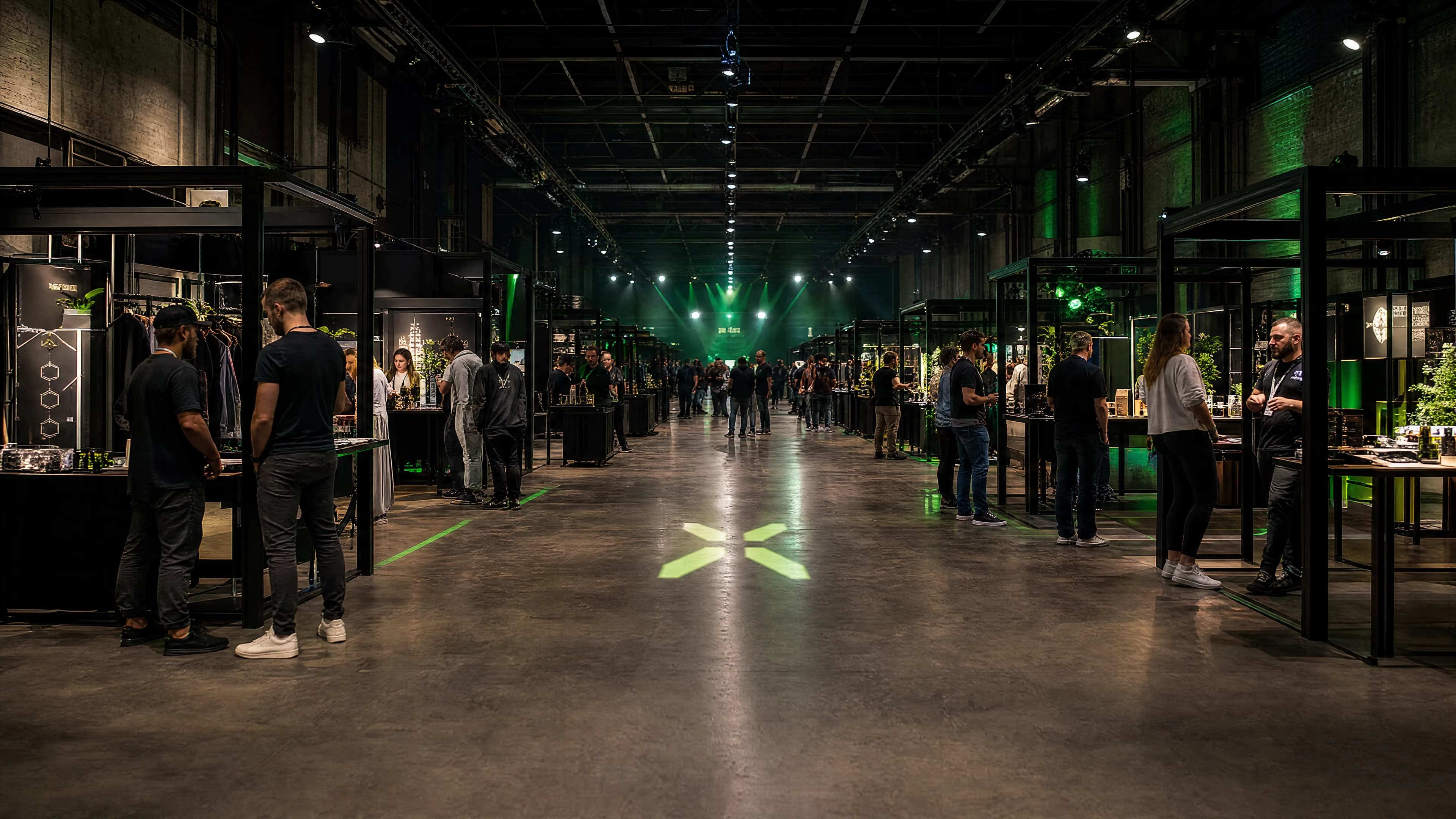 Vendor booths lined up at an RHX partner venue